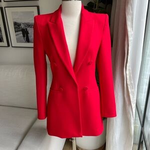 Zara Vibrant Red Double-Breasted Blazer